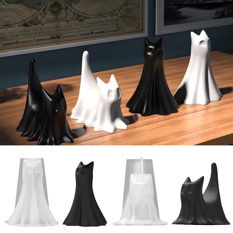 Ghost Cat Halloween Desktop Or - Candle Making Tutorial 评论和价格