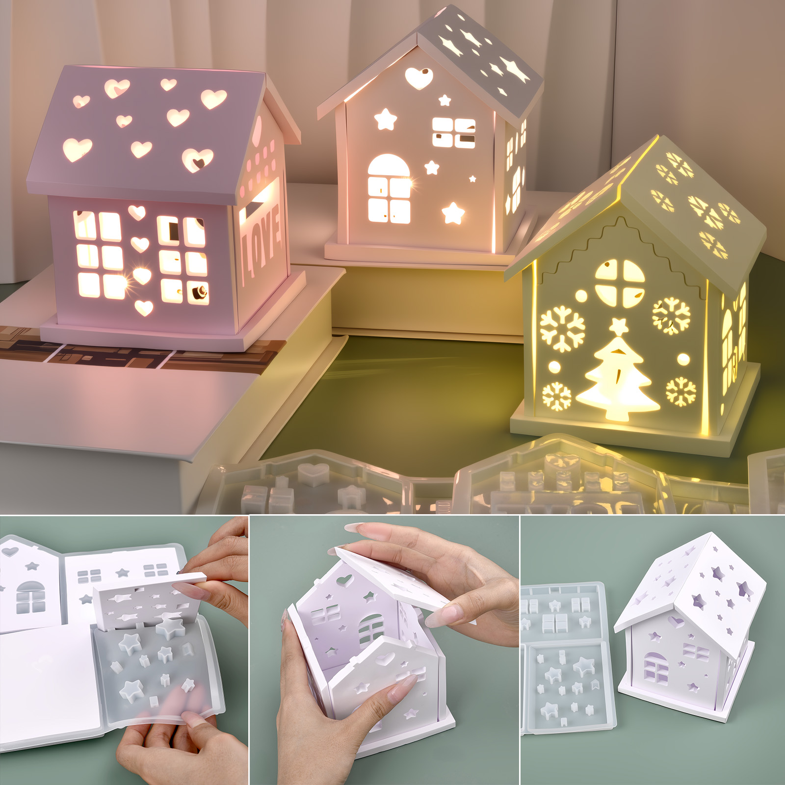 3D House Silicone Mold DIY Chr - Candle Making Tutorial 评论和价格